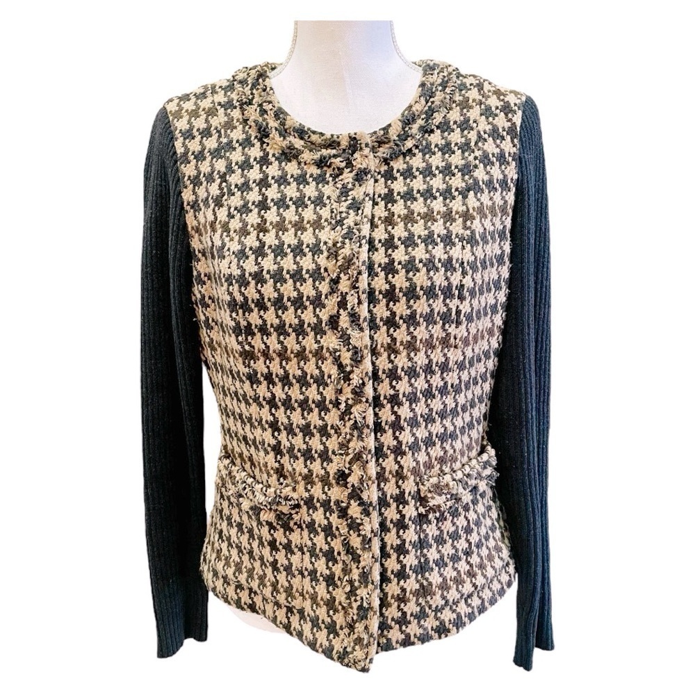Cabi Beige and Gray Herringbone Coat Size 6